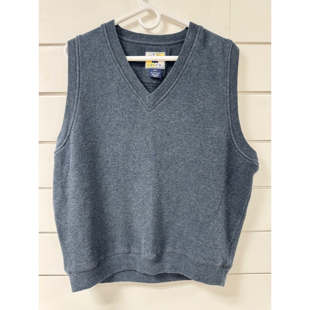 Cutter & Buck Mens V-Neck Sweater Vest Gray 100% Cotton Knit Size Medium